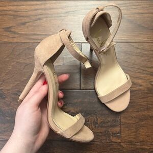 Lulus women’s Vanilla beige faux suede ankle strap heels - Size 7